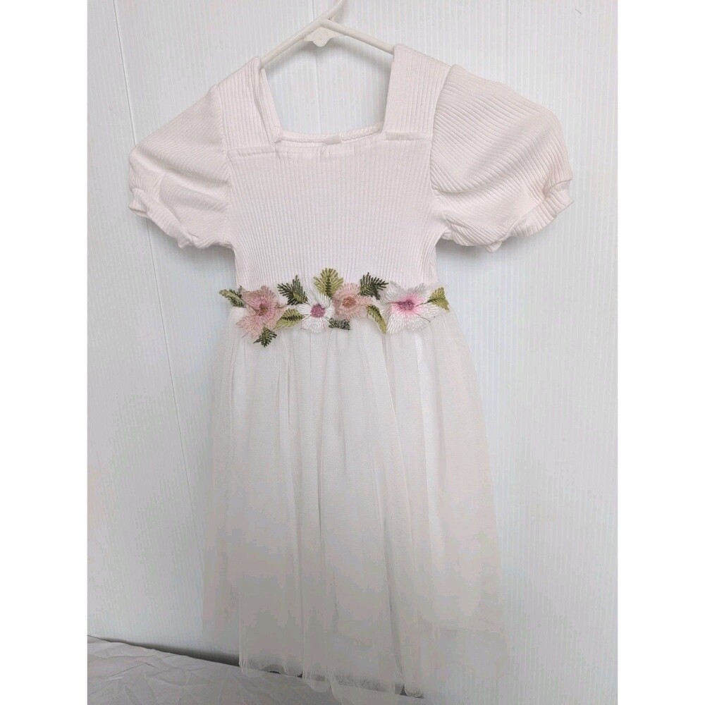 Dress Girls Size 3-4  Pink Tulle Dress Holiday Celebration Flowers Wedding Gift